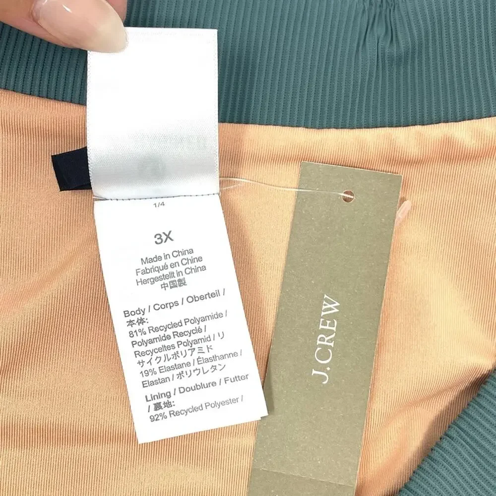 NEW J. Crew Ribbed Cross-front Cheeky Bikini Bottom, Green, Women's 3X BE812 $59
